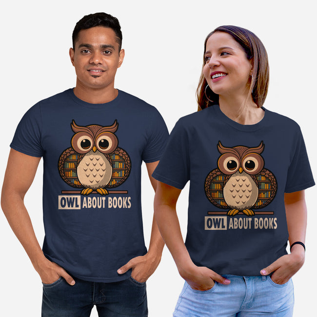 OWL About Books-Unisex-Basic-Tee-erion_designs