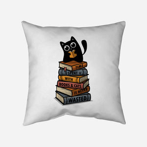 Time Spent With Books And Cats-None-Removable Cover-Throw Pillow-erion_designs