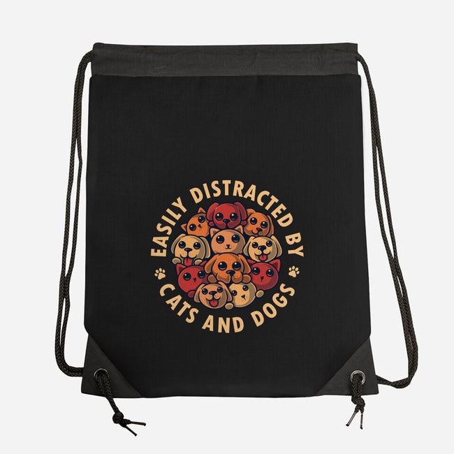 Easily Distracted By Cats And Dogs-None-Drawstring-Bag-erion_designs