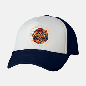 Easily Distracted By Cats And Dogs-Unisex-Trucker-Hat-erion_designs