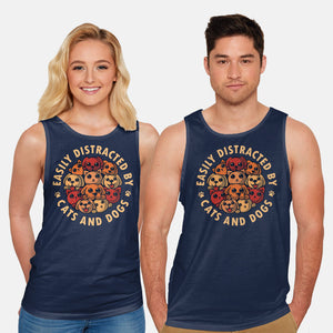 Easily Distracted By Cats And Dogs-Unisex-Basic-Tank-erion_designs