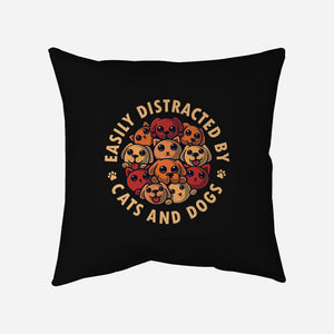 Easily Distracted By Cats And Dogs-None-Non-Removable Cover w Insert-Throw Pillow-erion_designs