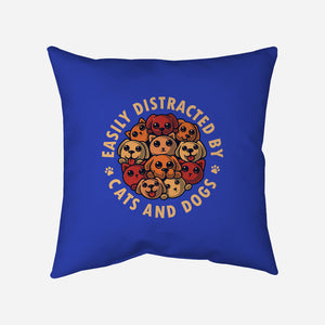 Easily Distracted By Cats And Dogs-None-Non-Removable Cover w Insert-Throw Pillow-erion_designs