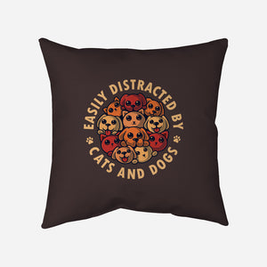 Easily Distracted By Cats And Dogs-None-Removable Cover-Throw Pillow-erion_designs