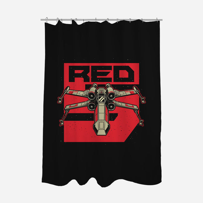 Red Spaceship Revolution-None-Polyester-Shower Curtain-Studio Mootant
