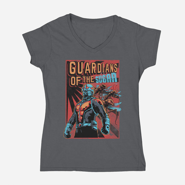 Guardians Of The Sugar-Womens-V-Neck-Tee-Gleydson Barboza
