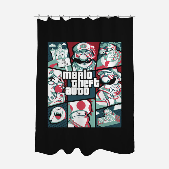 Mario Theft Auto-None-Polyester-Shower Curtain-Planet of Tees