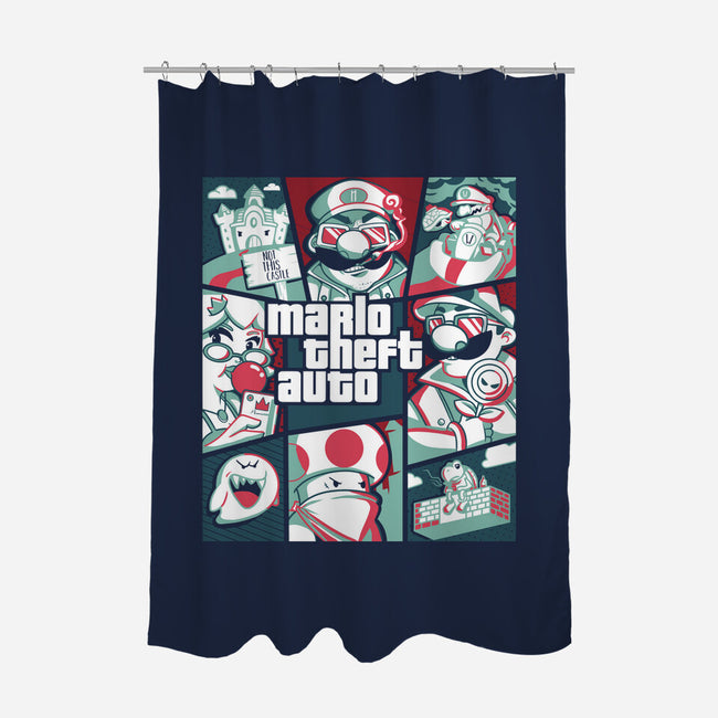 Mario Theft Auto-None-Polyester-Shower Curtain-Planet of Tees
