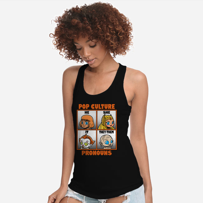 Pop Culture Pronouns-Womens-Racerback-Tank-Boggs Nicolas
