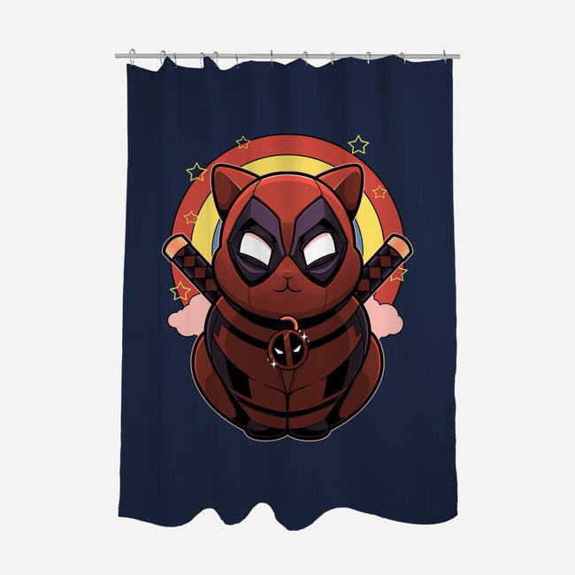 Red Cat Mutant-None-Polyester-Shower Curtain-Astrobot Invention