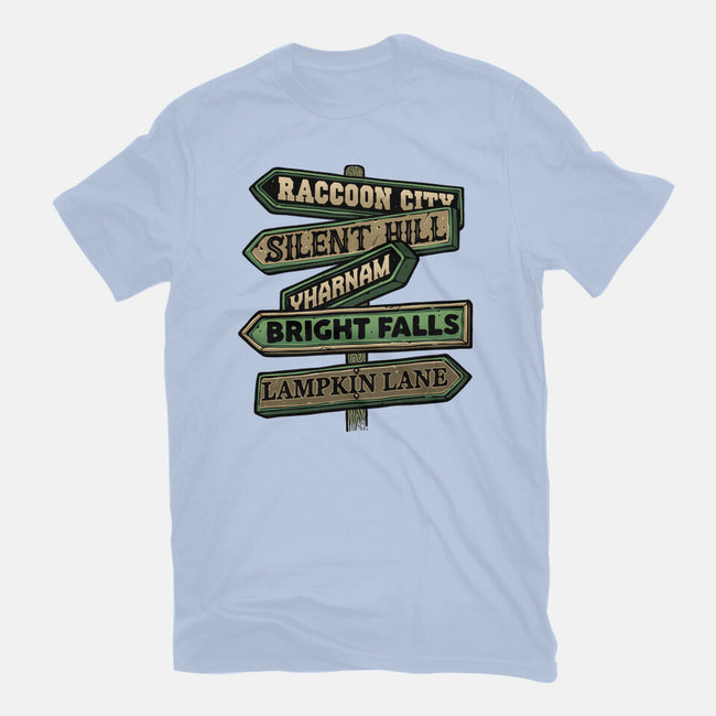 Spooky Towns-Womens-Fitted-Tee-glitchygorilla