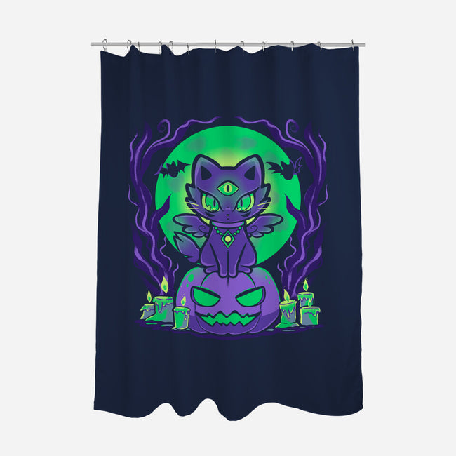 Spooky Moonlit Cat-None-Polyester-Shower Curtain-TechraNova