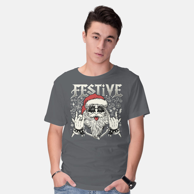 Festive Rock And Roll Santa-Mens-Basic-Tee-tobefonseca