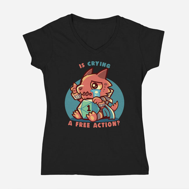 Crying Is A Free Action-Womens-V-Neck-Tee-TechraNova