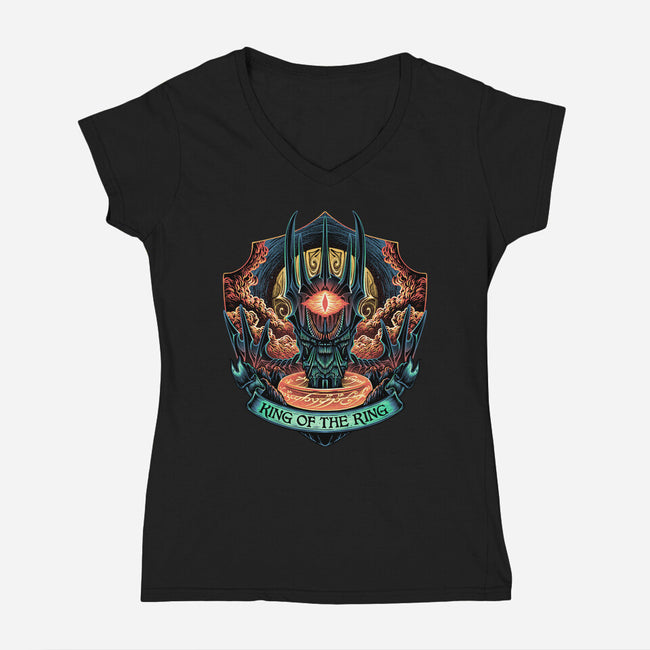 King Of The Ring-Womens-V-Neck-Tee-glitchygorilla