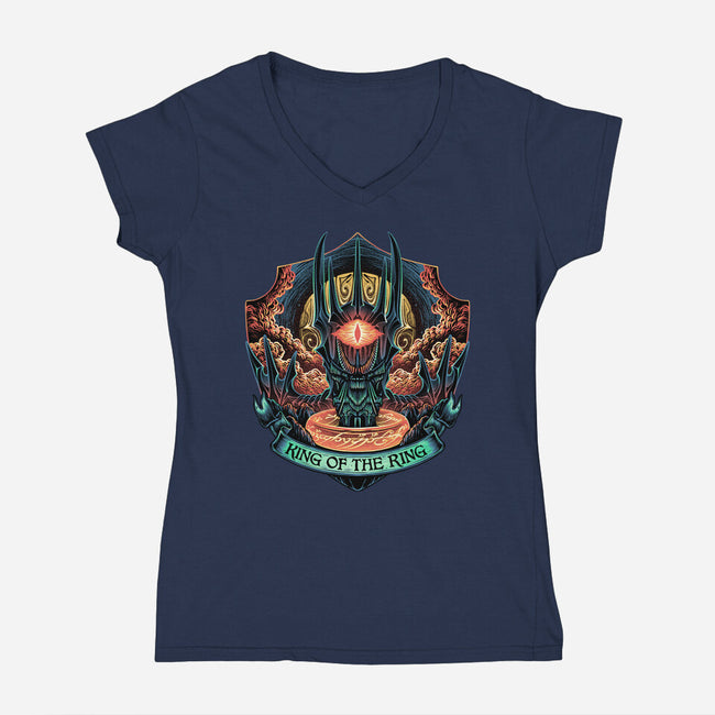 King Of The Ring-Womens-V-Neck-Tee-glitchygorilla