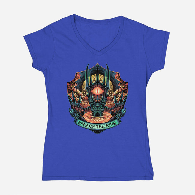 King Of The Ring-Womens-V-Neck-Tee-glitchygorilla