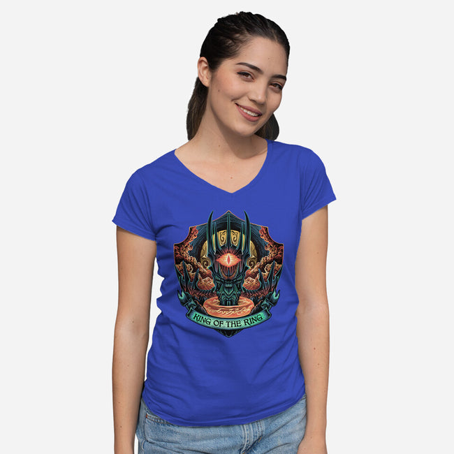 King Of The Ring-Womens-V-Neck-Tee-glitchygorilla