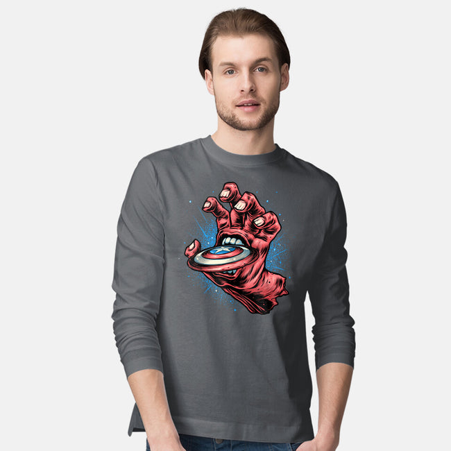 Big Red Hand-Mens-Long Sleeved-Tee-glitchygorilla