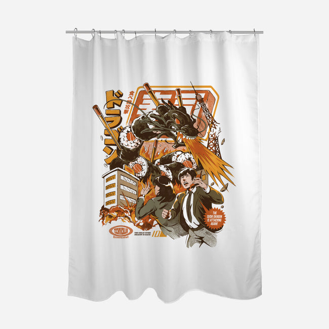 Sushi Dragon Attack-None-Polyester-Shower Curtain-ilustrata