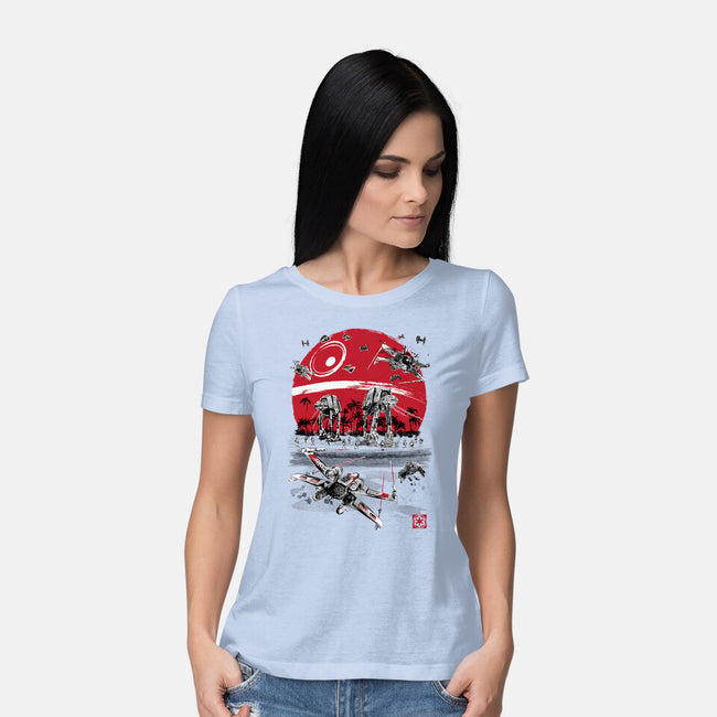 Battle On The Beach-Womens-Basic-Tee-DrMonekers
