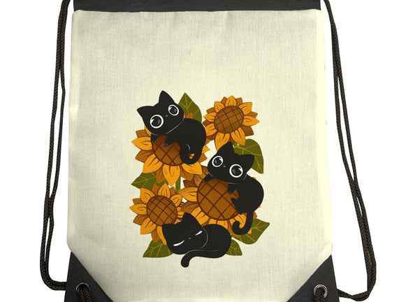 Sunflowers And Black Kitties