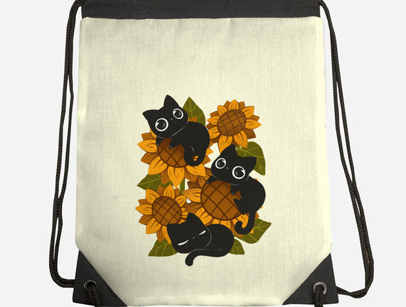 Sunflowers And Black Kitties