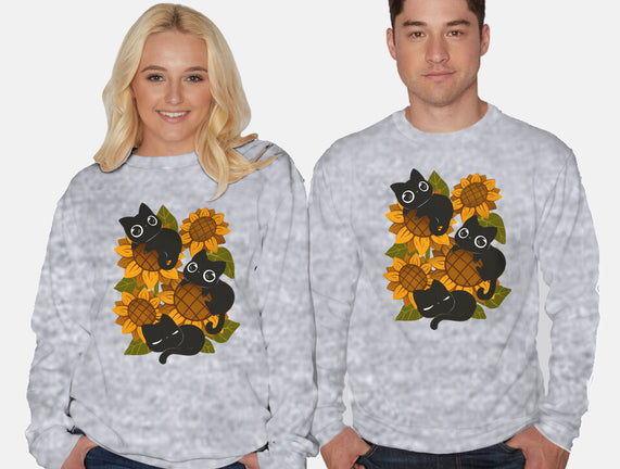 Sunflowers And Black Kitties