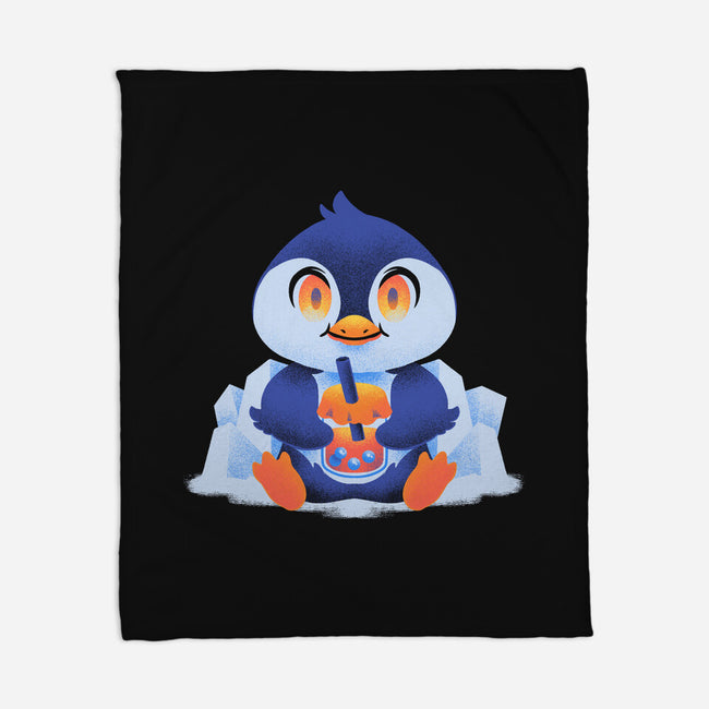 Bubble Tea Penguin-None-Fleece-Blanket-FunkVampire