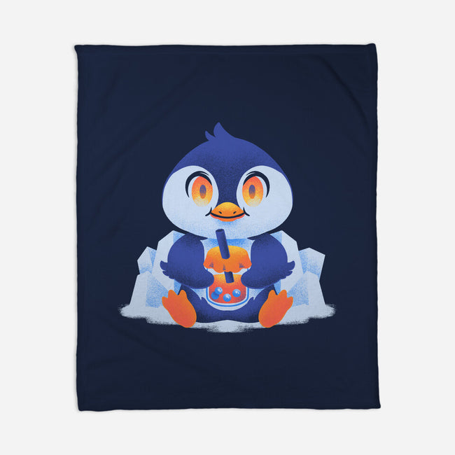 Bubble Tea Penguin-None-Fleece-Blanket-FunkVampire