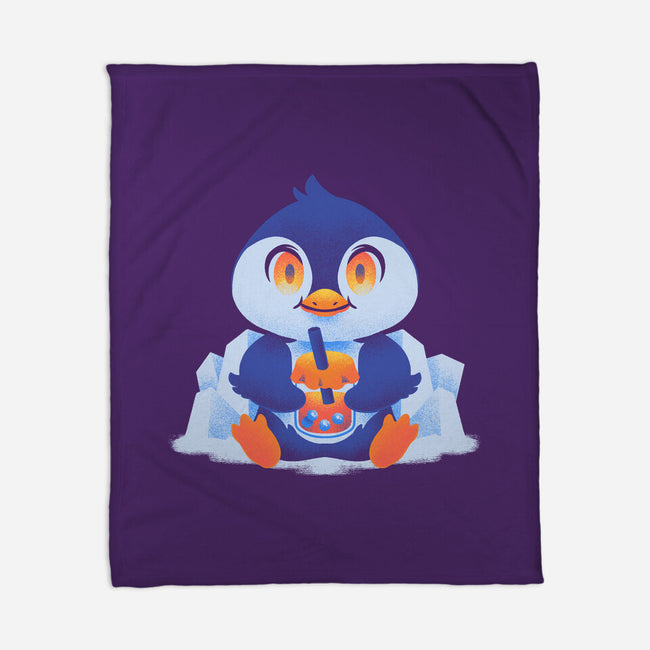 Bubble Tea Penguin-None-Fleece-Blanket-FunkVampire