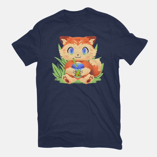 Bubble Tea Fox-Womens-Fitted-Tee-FunkVampire