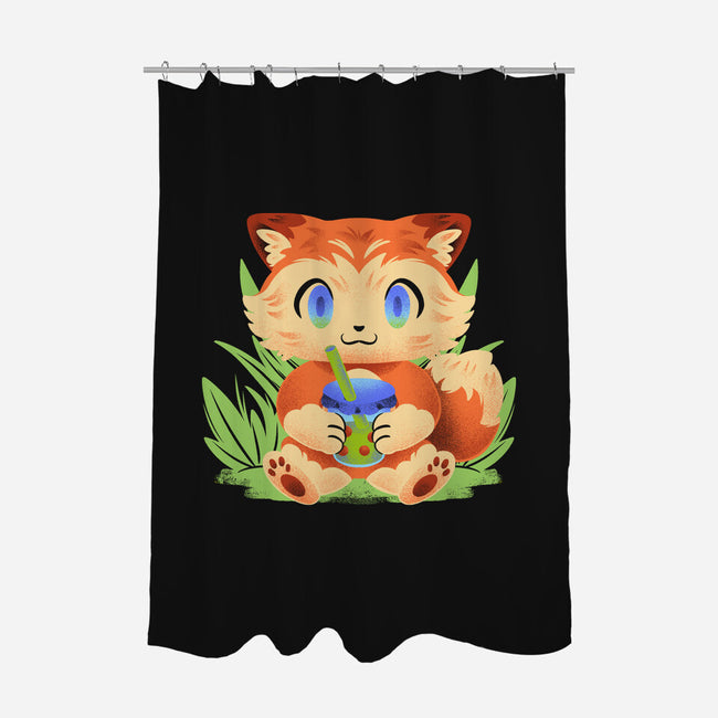 Bubble Tea Fox-None-Polyester-Shower Curtain-FunkVampire