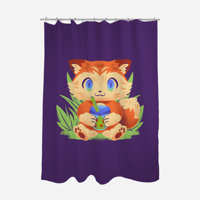 Bubble Tea Fox-None-Polyester-Shower Curtain-FunkVampire
