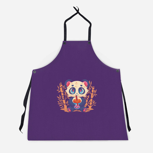 Bubble Tea Panda-Unisex-Kitchen-Apron-FunkVampire