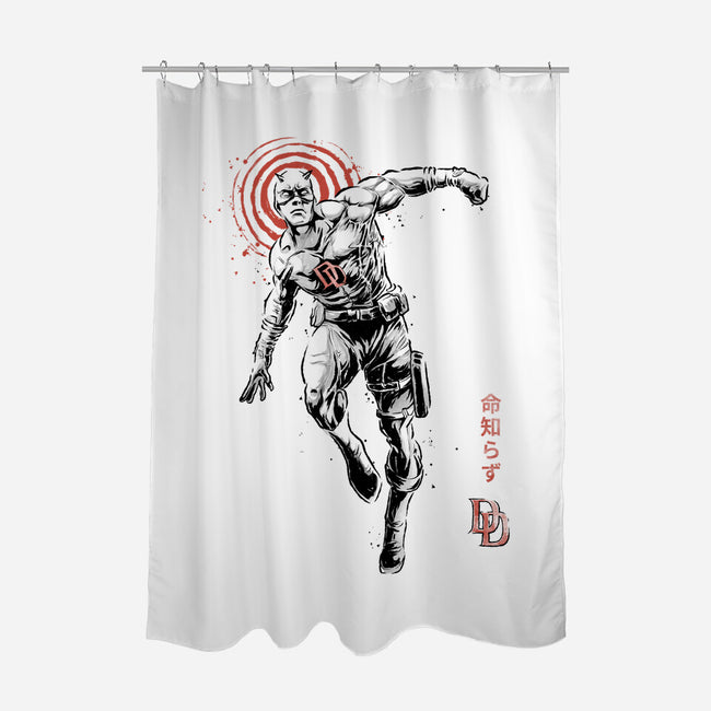 Scarlet Vigilante Sumi-E-None-Polyester-Shower Curtain-Astrobot Invention