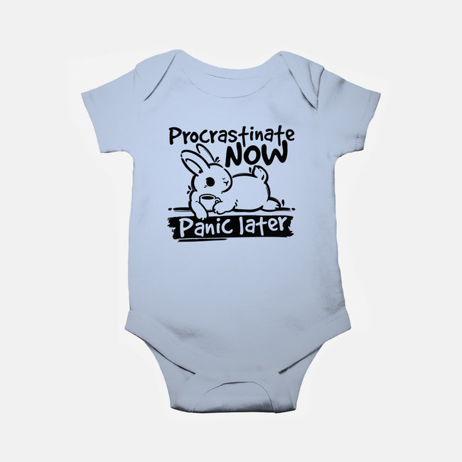 Procrastinate Now Panic Later-Baby-Basic-Onesie-NemiMakeit