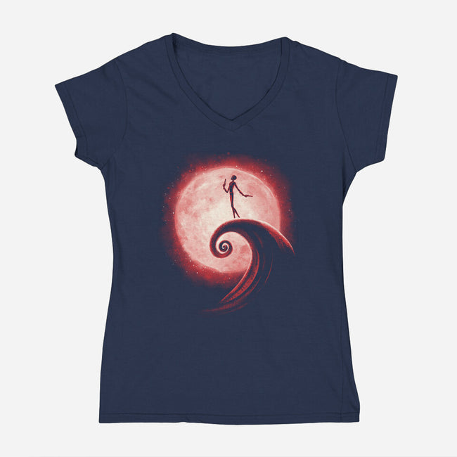 Red Nightmare-Womens-V-Neck-Tee-teesgeex
