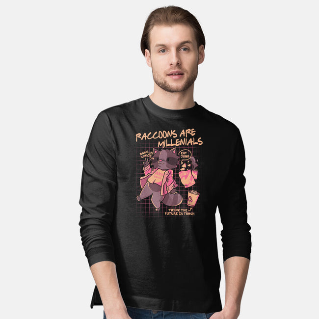 Raccons Millenials-Mens-Long Sleeved-Tee-yumie