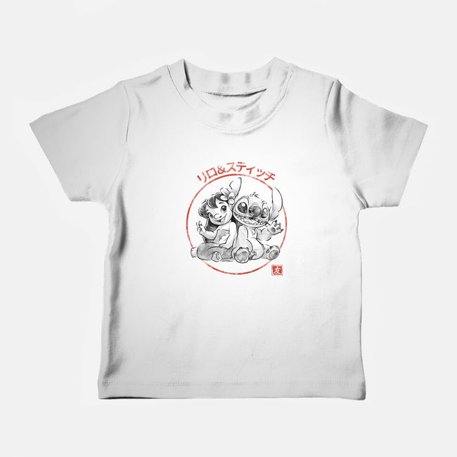 Aloha And Cosmo Sumi-E-Baby-Basic-Tee-Astrobot Invention