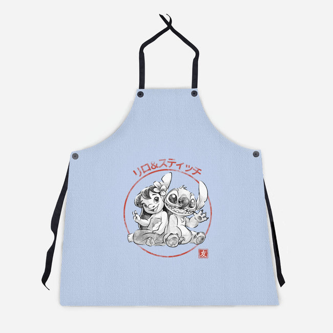 Aloha And Cosmo Sumi-E-Unisex-Kitchen-Apron-Astrobot Invention