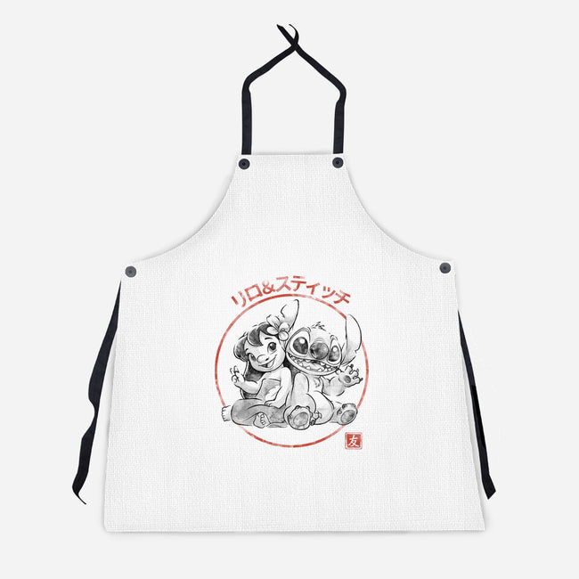Aloha And Cosmo Sumi-E-Unisex-Kitchen-Apron-Astrobot Invention
