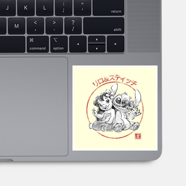 Aloha And Cosmo Sumi-E-None-Glossy-Sticker-Astrobot Invention
