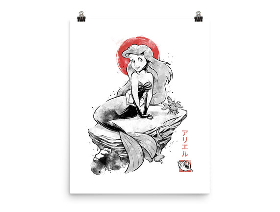 Queen Of The Wave Sumi-e
