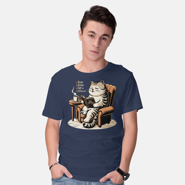 Books Coffee And Cats-Mens-Basic-Tee-Popnotic