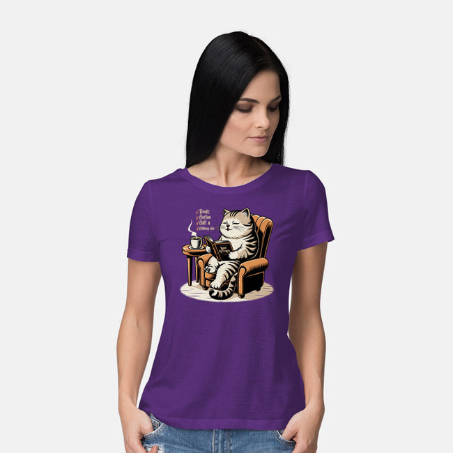 Books Coffee And Cats-Womens-Basic-Tee-Popnotic
