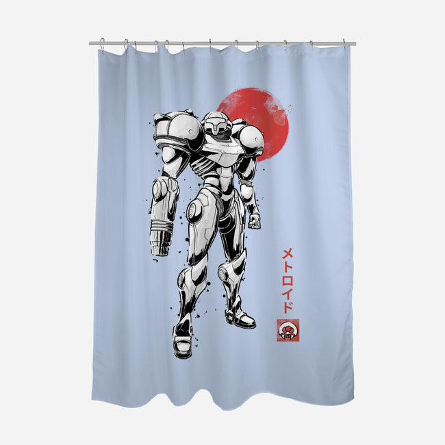 Bounty Huntress Sumi-e-None-Polyester-Shower Curtain-Astrobot Invention