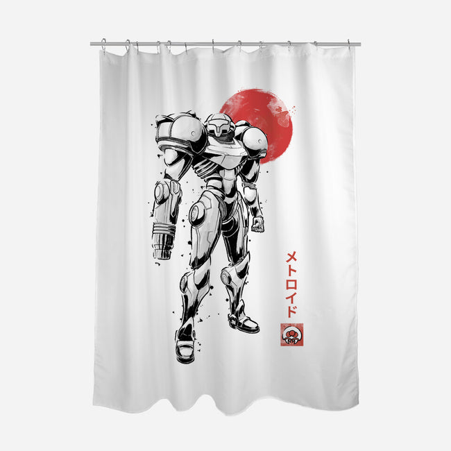 Bounty Huntress Sumi-e-None-Polyester-Shower Curtain-Astrobot Invention