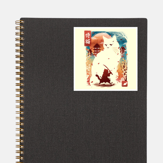 Samurai Cat Landscape-None-Glossy-Sticker-dandingeroz
