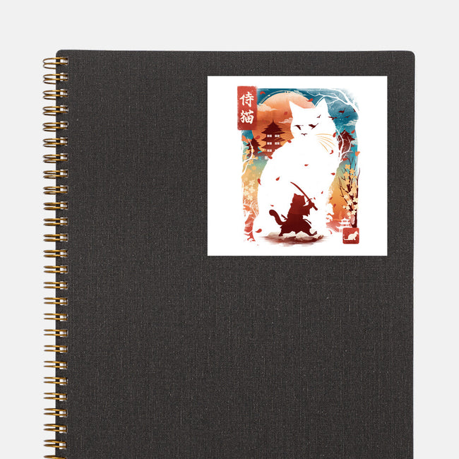 Samurai Cat Landscape-None-Glossy-Sticker-dandingeroz